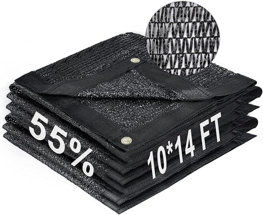 LOVE STORY 10x14FT 55% Black Shade Cloth Sun Shade Net with Grommets Sunblock Net Mesh Tarp for Garden,Plants Cover,Greenhouse and Patio