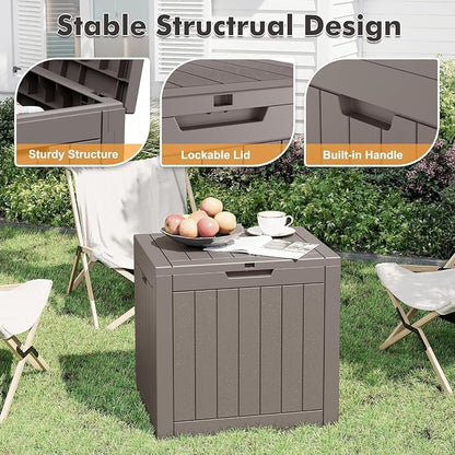 Outdoor Storage Box, 32 Gallon Resin Deck Boxes Outdoor Waterproof For Patio Furniture, Garden Tools, Pool Supplies, Lockable And UV Resistant (a Set of 2,Striped Gray)