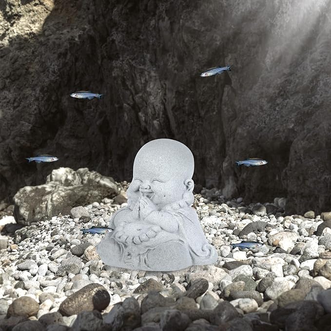 Prayer Buddha Statue for Home, Little Buddha Feng Shui Decor for Zen Garden, Sandstone Small Laughing Buddha Statue for Good Luck Decorations, Zen Decor for Home Outdoor Garden Office (Prayer Buddha)