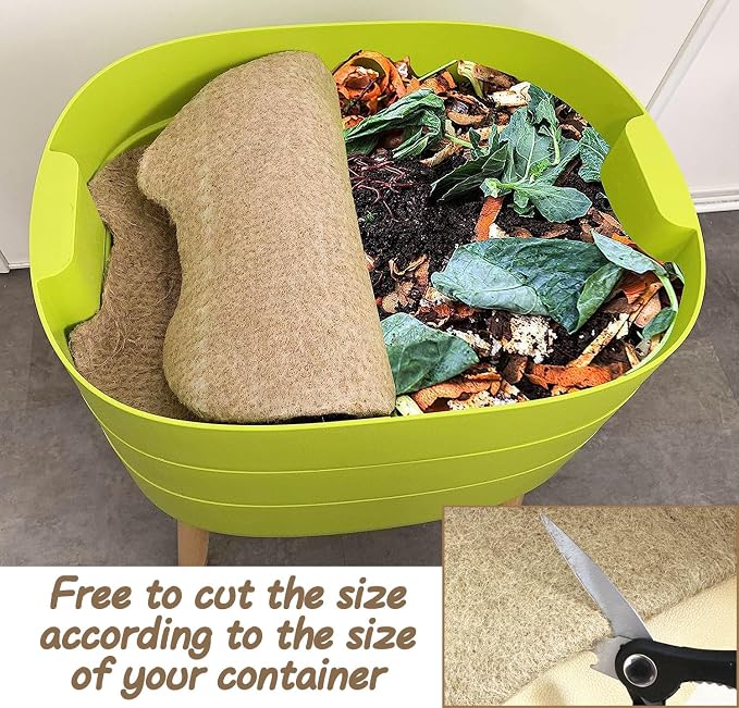 2-Piece Worm Blanket - 2x2 Ft Jute Fibre for Compost Bin & Worm Farm - Keeps Worms Dark, Moist & Warm
