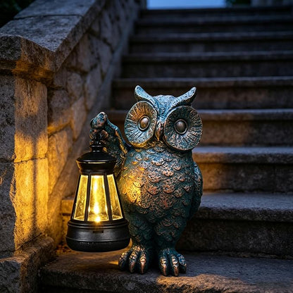Garden Statues Outdoor, owl Figurines Decorated with Solar Lights, Unique Christmas Birthday Gifts for Moms, Grandmas, Women, Wives, Sisters