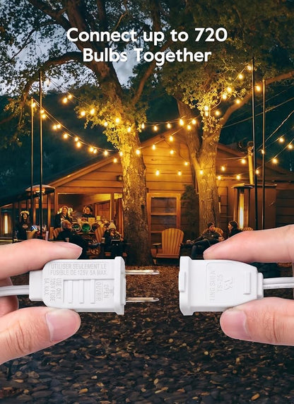 Brightown Outdoor String Lights, 50FT 25 G40 Bulbs Shatterproof Patio Lights, IP65 Waterproof Dimmable Hanging Connectable Globe LED Outdoor Lights for Backyard, Bistro, Porch, Deck, Balcony, White