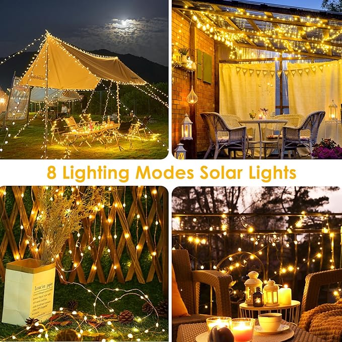 Solar String Lights Outdoor, 2 Pack 400LED 144FT Extra-Long Fairy Lights | 8 Lighting Modes, Copper Wire, Memory Function, Auto On/Off, Waterproof Twinkle Lights for Tree Garden Patio Party Xmas Decor