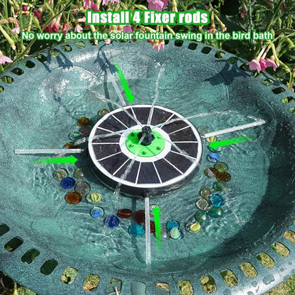 Yzert Solar Fountain White Lights Glass, 3.5W Solar Water Fountain with 2200 mAh Battery, Bird Bath Fountains Solar Power with 4 Fixers & 7 Nozzles for Outdoor,Patio, Garden Decor, Pond,Hummingbird