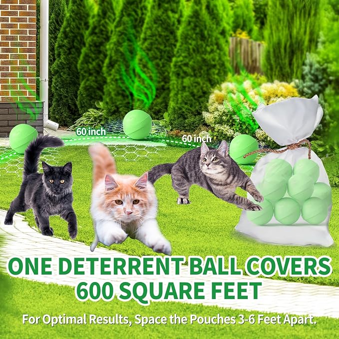 Ponal Cat Deterrent Outdoor, Natural Peppermint Oil Cat Repellent Outdoor Indoor, Mulch & Flower Permanently Against Scratch and Chew, Keep Cats Off Lawn, Yard, Garden, Keep Cats Away, 10 Pack, Green