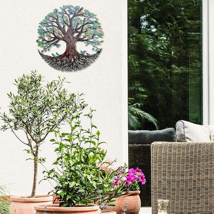 Metal Wall Decor Tree of Life Wall Art Silhouette Outdoor Wall Art for Your Garden Fence Patio Balcony