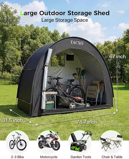 Bike Storage Shed Tent,Bike Cover Waterproof Outdoor Storage Shed with 210D Oxford Fabric PU4000 for 2-3Bikes,Portable Bicycle Shelter for Motorcycle,Garden Tools,Lawn Mower