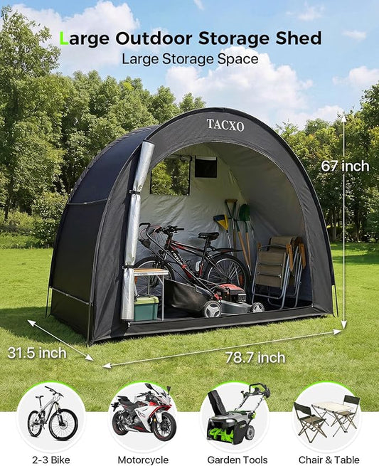 Bike Storage Shed Tent,Bike Cover Waterproof Outdoor Storage Shed with 210D Oxford Fabric PU4000 for 2-3Bikes,Portable Bicycle Shelter for Motorcycle,Garden Tools,Lawn Mower