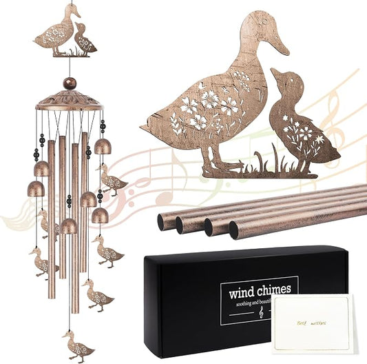 Romart Duck Wind Chimes for Outside, Duck Gifts for Women Men Mom Wife Grandma Birthday Sympathy Memorial Windchimes for Outdoors Indoors, Garden, Patio, Home, Porch, Yard Decorations
