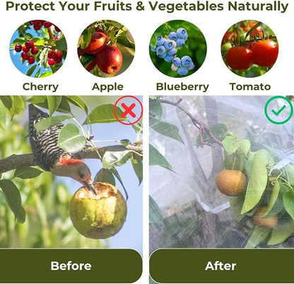Fruit Tree Netting Cover with Zipper & Drawstring, 2 Packs 4ft x 4ft Insect Bird Barrier Netting for Garden Protection, Ultra Fine Mesh Garden Netting