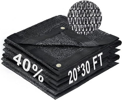 LOVE STORY 20x30FT 40% Black Shade Cloth Sun Shade Net with Grommets Sunblock Net Mesh Tarp for Garden,Plants Cover,Greenhouse and Patio