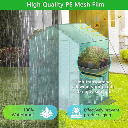 Greenhouse, 57 x 57 x 76'' Greenhouses Plant Tent for Outdoors, Durable Grow Kit with Window, Thicken PE Cover, 3 Tiers 8 Shelves, Heavy Duty Walk in Green Houses for Indoor Backyard Outside