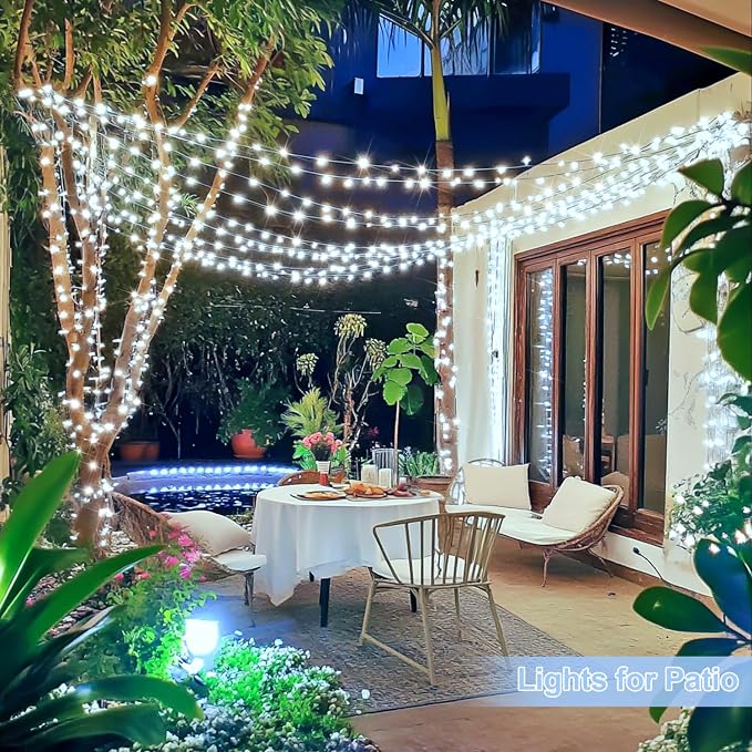 JMEXSUSS 800 LED White Christmas String Lights Outdoor, String Twinkle Lights Clear Wire Plug in for Tree Christmas Room Wedding Outside Decorations
