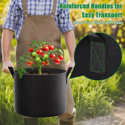FEED GARDEN 10 Gallon Grow Bags 4 Pack – 300G Thickened Fabric Plant Pots with Reinforced Handles, Breathable Drainage Planters for Vegetables, Tomatoes, Herbs, Indoor & Outdoor Gardening