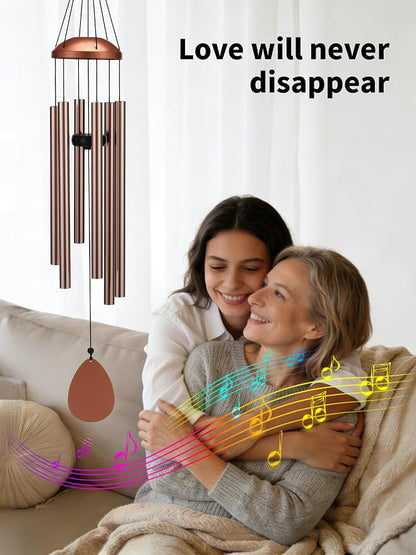 Large Aluminium Wind Chimes for Outside 37" Coffee Wind Catcher | Deep Tone,Soothing Melody,Zen Atmosphere,Garden Patio Outdoor Decor,Memorial Wind Chimes,Gift for Mom Women Grandma Neighbor