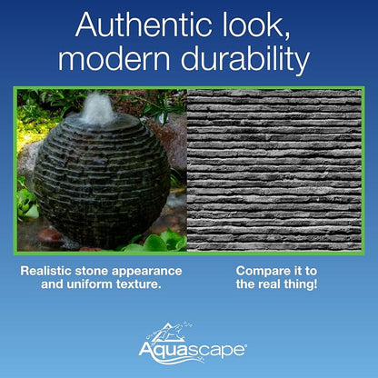 Aquascape Stacked Slate Sphere Fountain, 24 Inch Diameter 61 cm, Lightweight Fiber-Resin Composite Decorative Water Feature, Includes Tubing for Easy Setup, 78287