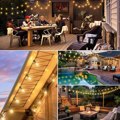 Bosceos 100ft Outdoor G50 LED Globe String Lights Dimmable Waterproof Shatterproof Light Strings with 52 Bulbs Connectable Commercial Hanging Lights for Christmas Patio House Backyard Balcony Party