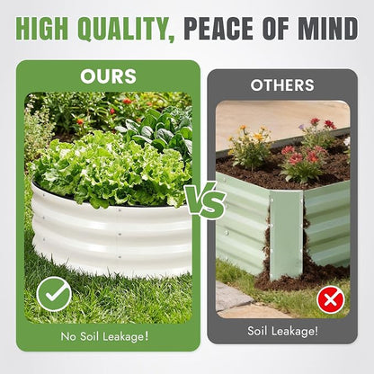 INNO STAGE 2Pcs Galvanized Raised Garden Bed, 6x3x1FT Oval Metal Raised Garden Beds for Vegetables, Rust-Resistant & Easy Assembly, Outdoor Planter Box for Gardening, Flowers, Herbs (White)