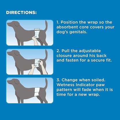 Four Paws Wee-Wee Disposable Male Dog Wraps Male Wraps Medium/Large (36 Count)