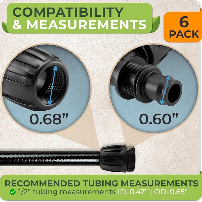 Carpathen Drip Irrigation Parts - 6PCS 1/2 inch End Plugs for Drip Irrigation System - Leak Free End Plug Connectors for 1/2" Tubing