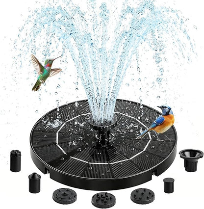 Solar Fountain for Bird Bath, 3.5W Floating Solar Water Fountain with 6 Spray Nozzles & 4 Fixing Rods, Upgraded Solar Water Fountain for Garden, Patio, Pond, Pool and Outdoor Water Features