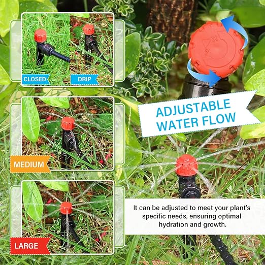 243FT Drip Irrigation Kit, Drip Irrigation System with 1/2'' Hose1/4 Drip Irrigation Tubing, 2026New Quick-Connect, Three Adjustable Nozzle Types for Garden Greenhouse Flower Bed Patio Lawn
