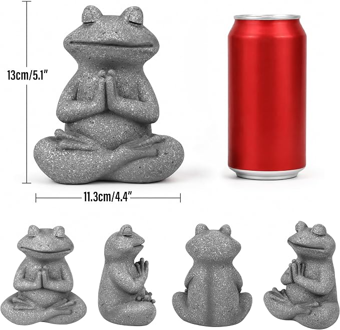 Yoga Frog Garden Statue 5.1'' H x 4.4'' W Meditating Zen Garden Gifts for Women/Mom Home Indoor/Outdoor Sculpture Decor, Animal Miniature Figurine for Fairy Home Patio Deck Porch Yard Art Office