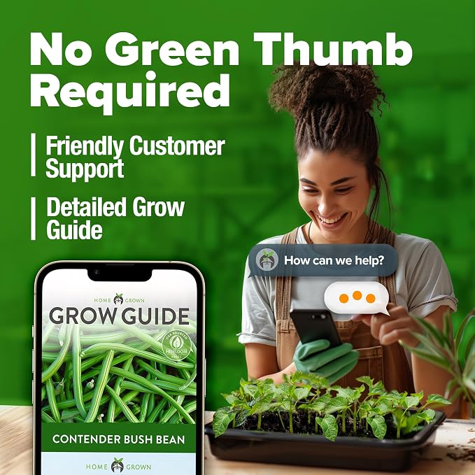 HOME GROWN Contender Bush Bean Seeds 28+ Heirloom Non-GMO, High Germination, Stringless Green Beans for Planting, Early Harvest, Emergency Food Supply, Fresh Eating & Canning (Phaseolus vulgaris)
