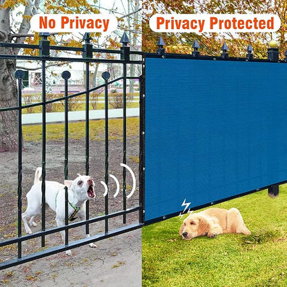 iCover 4x25ft Privacy Screen Fence, Outdoor Fencing Panels, Garden Windscreen Mesh Shade Sail Net Barrier, Include Reinforced Bindings and Brass Grommets Cable Zip Ties, Blue