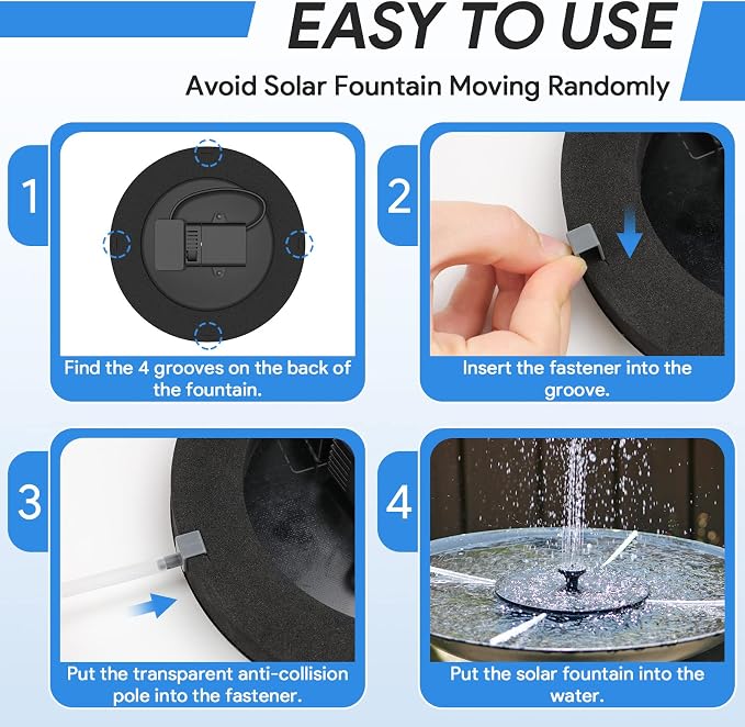 Solar Fountain, Floating Solar Powered Water Fountain Pump for Bird Bath, Garden, Pond, Pool, Outdoor Solar Founatin (2.5W)
