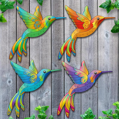 Metal Hummingbird Wall Decor,Outdoor Fence Birds Art Decoration,Hanging Decorations for Garden,Yard,Patio Balcony (4 Pack)