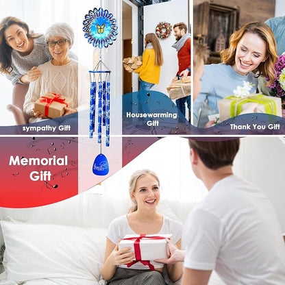 Memorial Wind Chimes with Animated Butterfly Wind Spinner, Wind Chime Outdoor Clearance, 33 inch Sympathy Windchimes, Outdoor Garden Decor & Heartfelt Gifting, Suitable as A Gift for Unisex