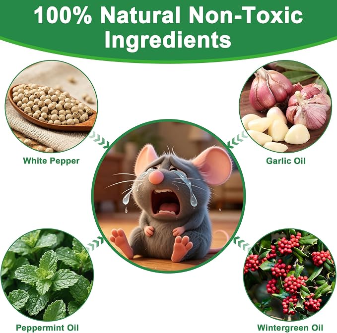 24Pack Skunk & Raccoon Repellent Outdoor - Natural Animal Deterrent for Yard, Garden, Trash Cans, Attic, Patio, Garage, Long Lasting Outdoor Repellent