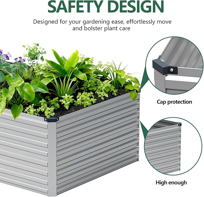Vengarus 6x3x2ft Galvanized Raised Garden Bed,Metal Raised Beds Kit Silver | 2FT Deep Root Elevated Garden Planter Box, Corrugated Steel, Open Bottom, Rustproof All Weather, Large Vegetable Flower Bed