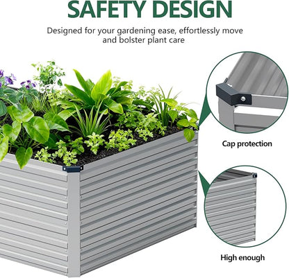 Vengarus 6x3x2ft Galvanized Raised Garden Bed,Metal Raised Beds Kit Silver | 2FT Deep Root Elevated Garden Planter Box, Corrugated Steel, Open Bottom, Rustproof All Weather, Large Vegetable Flower Bed