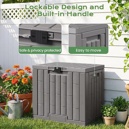 Jocoevol Deck Box 30 Gal, UV Resistant & Waterproof Outdoor Storage Box with Lock, Easy Assemble Storage Bins Container for Pool Patio Garden