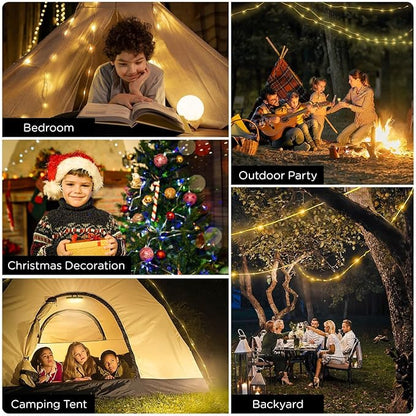 OGERY Camping String Lights, 4 in 1 Quick Storage 32.8FT Rechargeable Tent Lights String with 8 Lighting Modes, Hanging Waterproof Portable LED Lamp for Outdoor Patio Awning Garden Camping Essentials