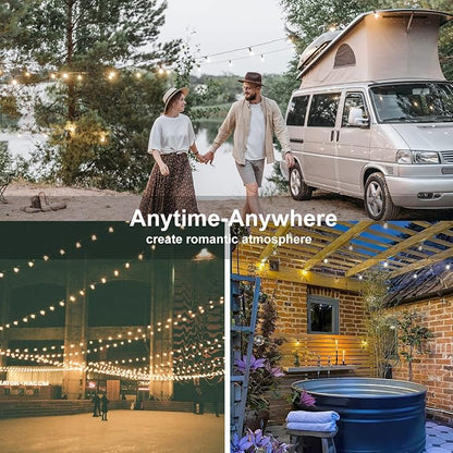 50Ft LED Globe String Lights Shatterproof Waterproof G40 Outdoor Patio String Light with 52 Dimmable LED Bulbs, Hanging Patio Lights for Indoor Bistro Pergola Tents Wedding Party Christmas Decor-Brown
