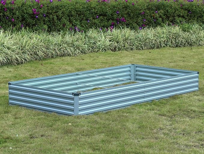 Meberam 2 Pack 6x3x1FT Galvanized Raised Garden Beds Kit Outdoor Metal Gardening Planter Box for Vegetable Elevated Flower Herbs,Gray