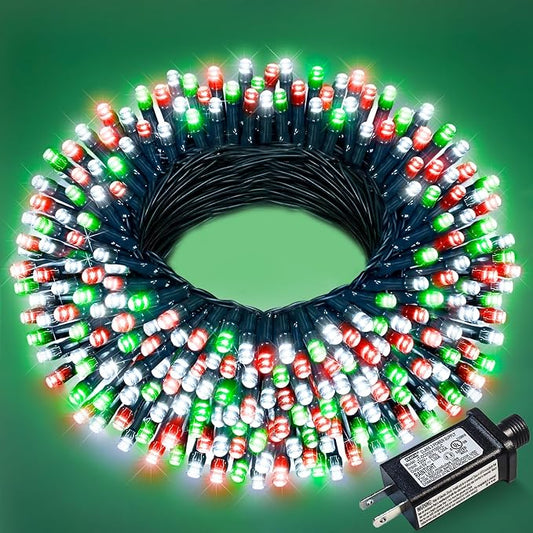 Red White and Green Christmas Lights, 66FT 200 LED Christmas Tree Lights Outdoor Waterproof, 8 Modes Plug in Connectable String Lights for Outside Indoor Garden Patio Xmas Tree Party Decorations