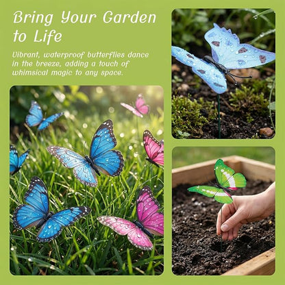 30PCS Butterfly Decor Outdoor Butterfly Garden Stakes for Garden Decor | 3D Waterproof Colorful Artificial Butterflies Picks for Crafts Flower Arrangements Outdoor Indoor Spring