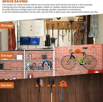 Flexi Rods Garage Organizer Wall Hanger - Garden Tool Rack for Grass Trimmer, Hedge Trimmer, Garage Tools, 1 Pack