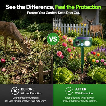 2026 Upgraded Sonic Fortress Pro Deer Repellent Devices,4Pack Solar Ultrasonic Animal Repellent with Motion Sensor&Flash Light-IP65 Waterproof Rabbit,Raccoon,Cat Repellent Outdoor for Yard