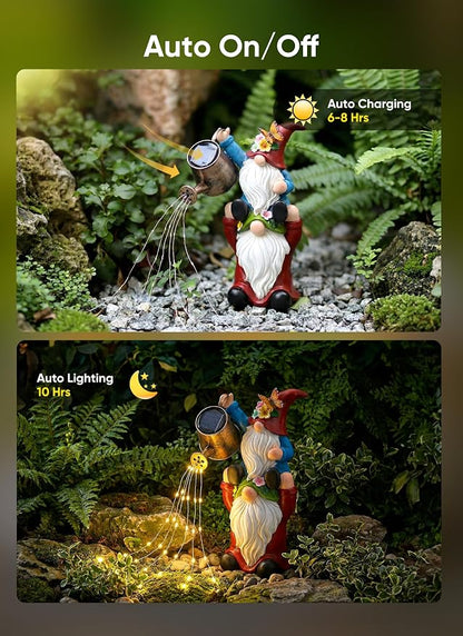 Brightown-Solar-Gnome-Garden-Decor-Statue with 36 LED Lights, Hand-Painted Resin, IP65 Waterproof Outdoor Decor for Patio, Lawn & Yard Decorations, Unique Mothers Day Gifts for Mom
