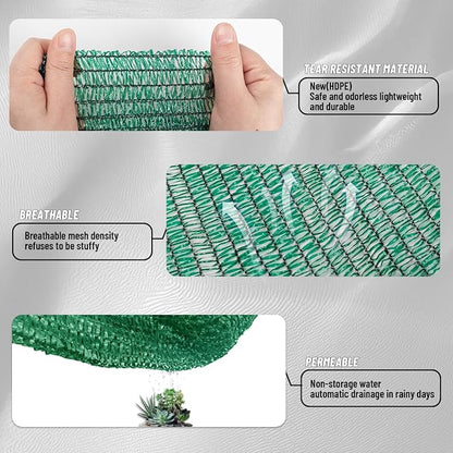 Cool Area 40% Sun Shade Cloth Mesh Tarp with Grommets for Plant Cover 10x14ft Patio Canopy Garden Pergola Greenhouse Car Barn Kennel Dark Green