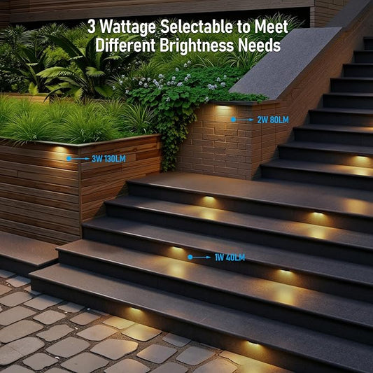 LEONLITE 4-Pack 4 Inch LED Hardscape Lighting, 1W/2W/3W, 2700K Soft White | Update Dimmable Retaining Wall Lights, Low Voltage Landscape Lighting, 12-24V AC/DC Paver Light, Outdoor Step Lights, ETL