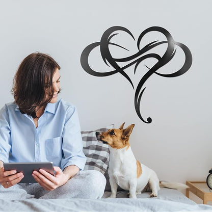 Vivegate Infinity Heart Metal Wall Plaque, Unique Infinity Heart Wall Decor Love Sign Steel Art Geometric Wall Decor Set Cut Out for Outside (Medium - 13"X11.5")