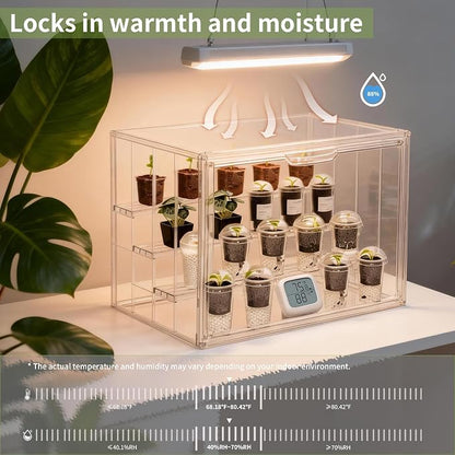 Mini Greenhouse Indoor with Magnetic Door, M-4tier-2pcs | Retains Warmth & Moisture, Durable Construction, Magnetic Door, Adjustable Dividers Fit Different Plants, Tool-Free Assembly