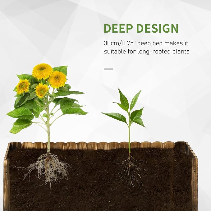 Outsunny 40" x 16" x 12" Raised Garden Bed, Raised Planter Box, Wooden Planter Raised Bed with Drainage Gaps & Lightweight Build, Natural Wood