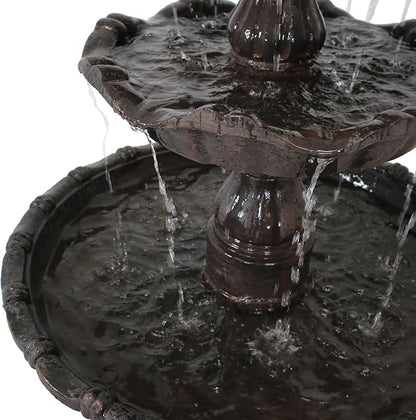 Sunnydaze Grand Courtyard 4-Tier Large Outdoor Water Fountain - 80" Tall Outdoor Fountain - Tiered Electric Garden Water Feature for Patio, Backyard, or Yard - Faux Stone Resin - Dark Chestnut